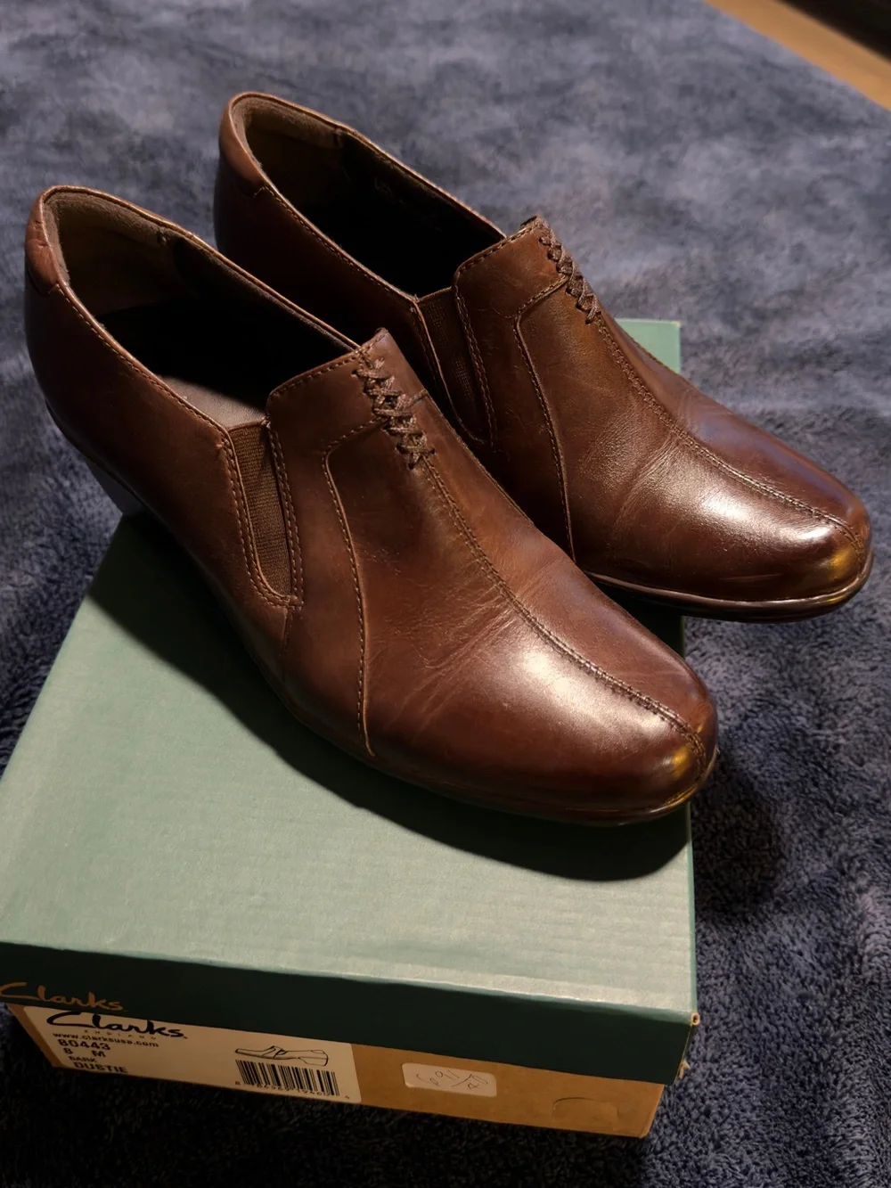 Clarks Brown Leather Slip-On Ankle Booties